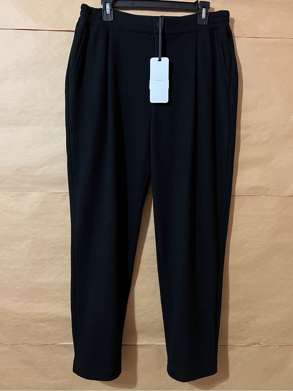 Varley | NWT Perrie Tapered Trouser 26" Pants Cord Sweat High Rise Black Size L
